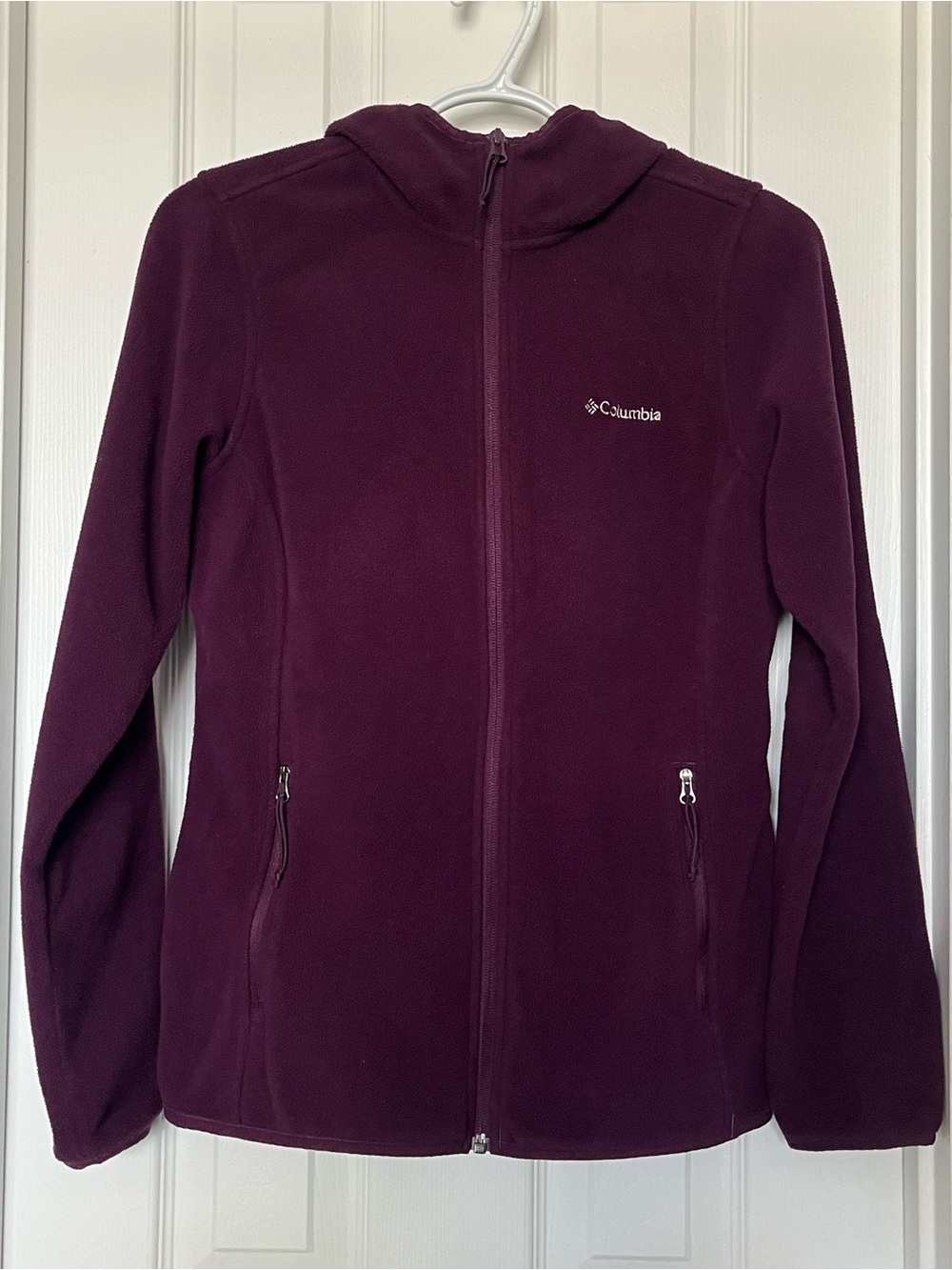 Columbia Hooded Full-Zip Fleece Jacket Plum size S